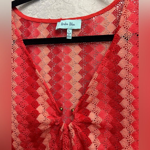 Swimsuit coverup. Striped in shades of orange. - Picture 3 of 6